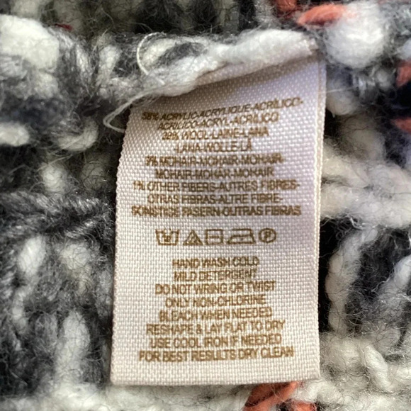 FREE PEOPLE Gray Fair Isle Oversized Wool Sweater Pullover Top Size S/P - Picture 9 of 9